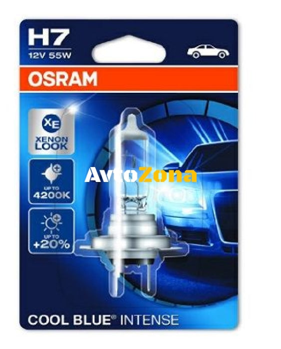 1 Брой Халогенна крушка за фар Osram H7 Cool Blue Intense до 20% 12V 55W - Avtozona