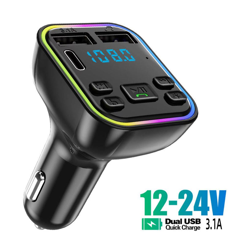12-24V Автомобилен bluetooth 5.0 FM трансмитер зарядно телефон безжичен хендсфри MP3