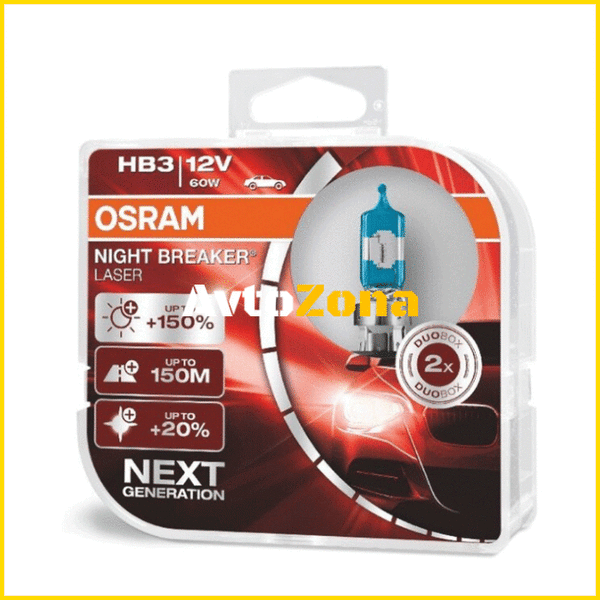 Халогенни крушки Osram Night Breaker Laser HB3 / 9005 2бр/к-т - Avtozona