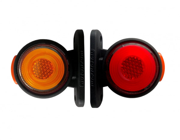 2 броя LED 12 - 24V Гумени Диодни Странични Маркери Рогчета Светлини Неон Ефект За Камион Ремарке Платформа Оранжево Червено Avtozona