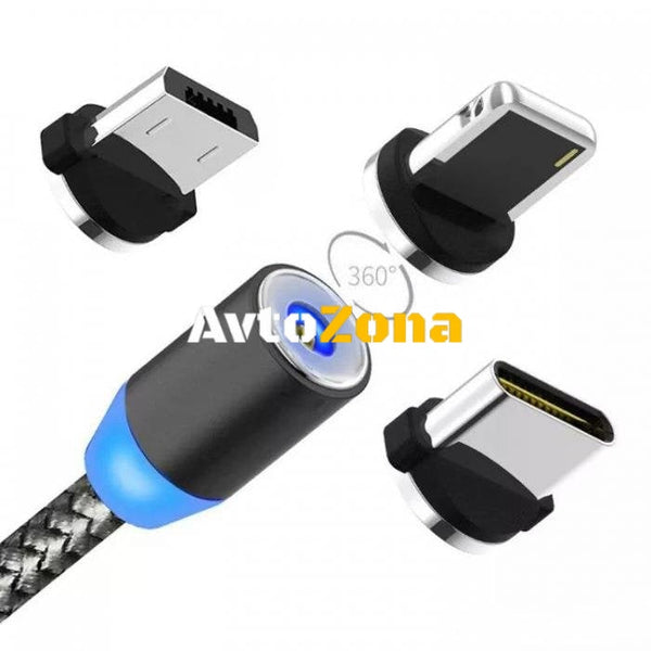 USB Магнитен кабел 3 в 1 - Avtozona