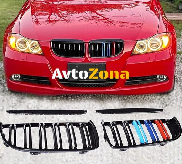 Черни Решетки за BMW E90 (2005 - 2008) с Три Цвята - Avtozona