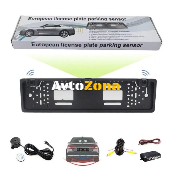 Поставка за номер с камера за задно виждане и парктроник - Avtozona
