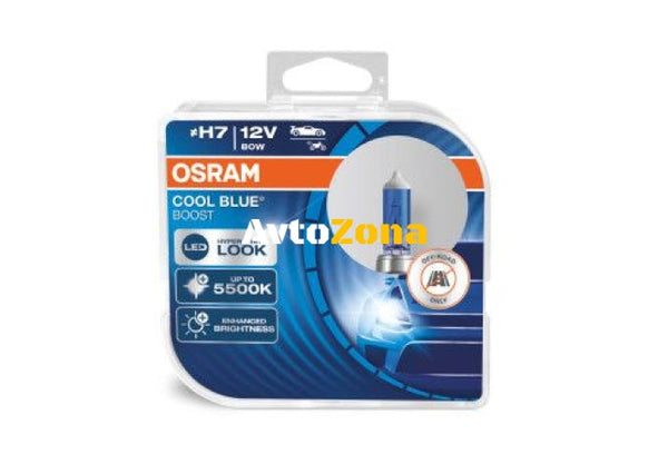 Комплект 2 халогенни крушки Osram H7 Cool Blue Boost +50% 12V 80W - Avtozona