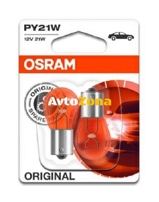 Комплект 2 халогенни крушки Osram PY21W Orange 12V 21W - Avtozona