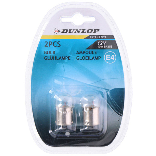 Комплект от 2 броя крушки крушка 12V BA15S 10W E4 в блистер бяла светлина Dunlop - Avtozona