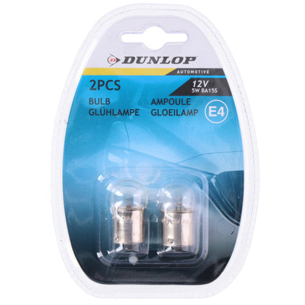 Комплект от 2 броя крушки крушка 12V BA15S 5W E4 в блистер бяла светлина Dunlop - Avtozona