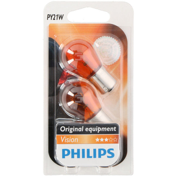 Комплект от 2 броя крушки крушка (PY21W) 12V BAU15S 21W в блистер оранжева светлина Philips - Avtozona