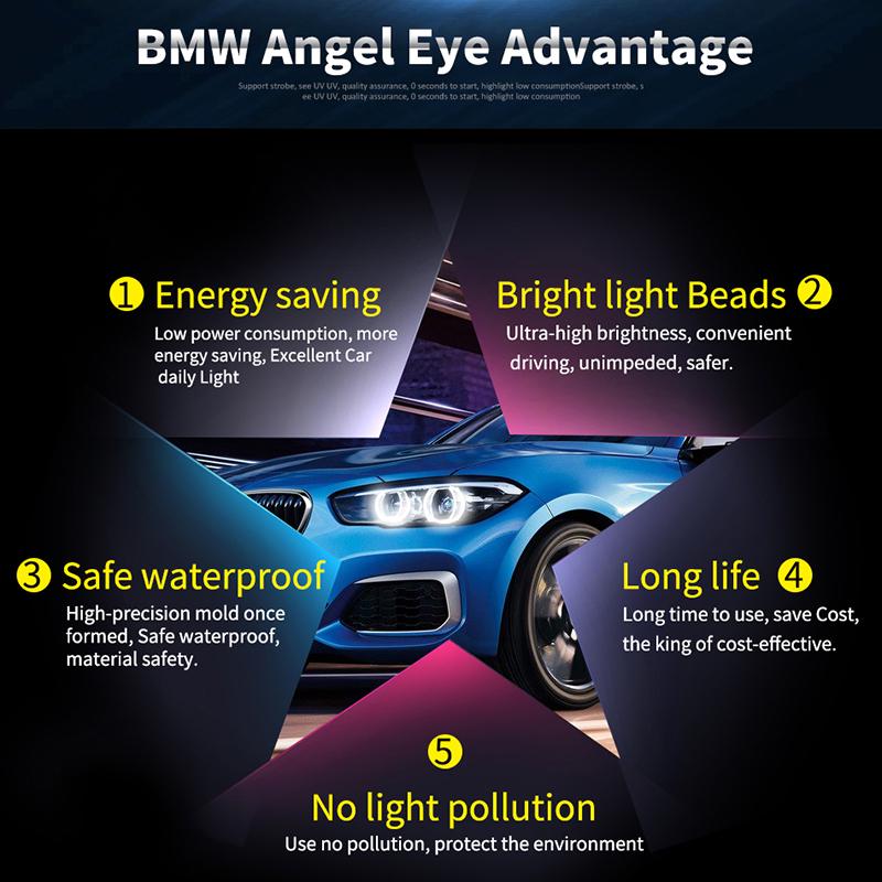 Комплект от 2 броя LED крушки Angel Eyes ангелски очи 12V-24V цвят син за BMW с Canbus без грешки - Avtozona