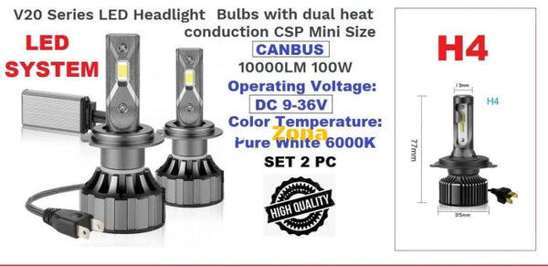 LED Крушки V20 canbus-H4 -100W (2 бр.) - Avtozona