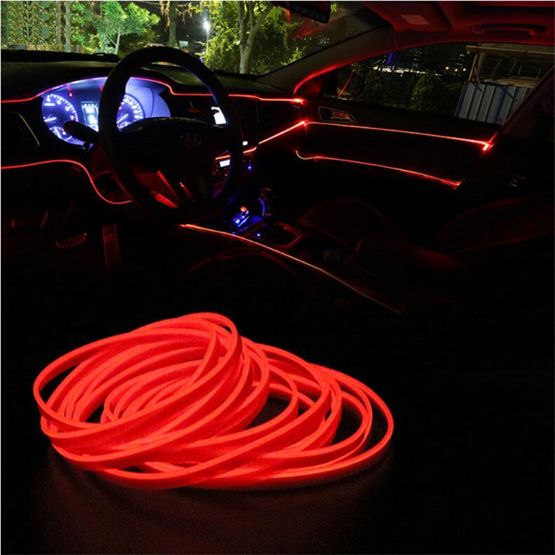 LED ЛЕД Диодна интериорна светеща лента за табло червена светлина 12V 1м амбиентно осветление - Avtozona