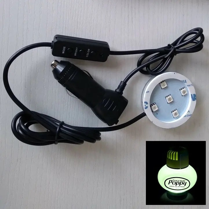ЛЕД LED Светодиодно осветление за ароматизатор POPPY със 7 различни цвята 12V - 24V с конектор за запалка - Avtozona