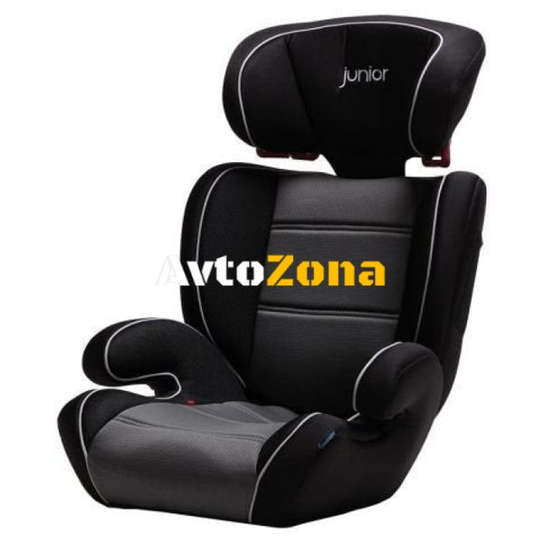 Детско столче за кола Junior - Basic - черен цвят с бели кантове - Avtozona