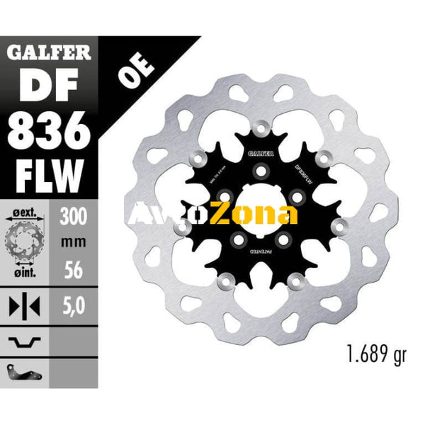 Плаващ преден спирачен диск Galfer WAVE FLOATING (C. STEEL) 300x5mm DF836FLW - Avtozona