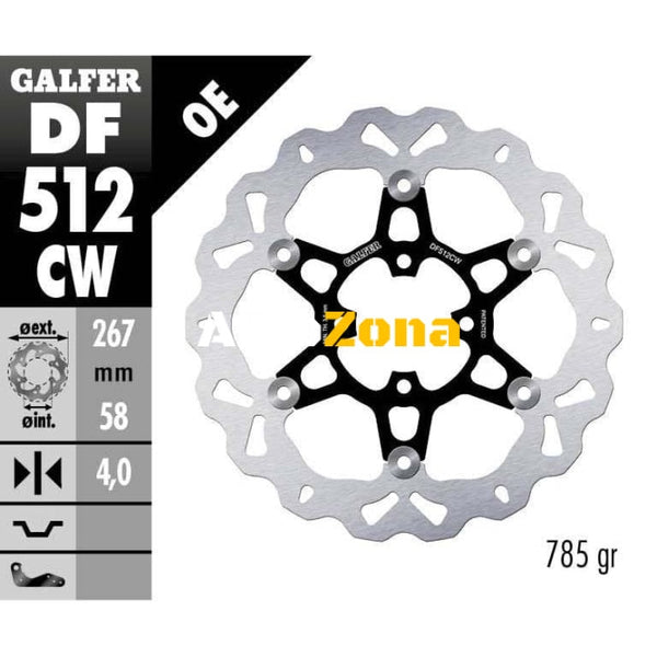 Плаващ преден спирачен диск Galfer WAVE FLOATING COMPLETE (C. ALU.) 267x4mm DF512CW - Avtozona