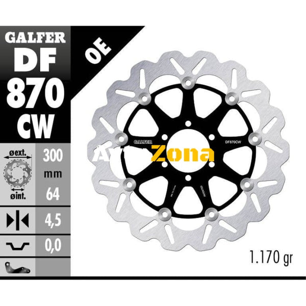 Плаващ преден спирачен диск Galfer WAVE FLOATING COMPLETE (C. ALU.) 300x4,5mm DF870CW - Avtozona