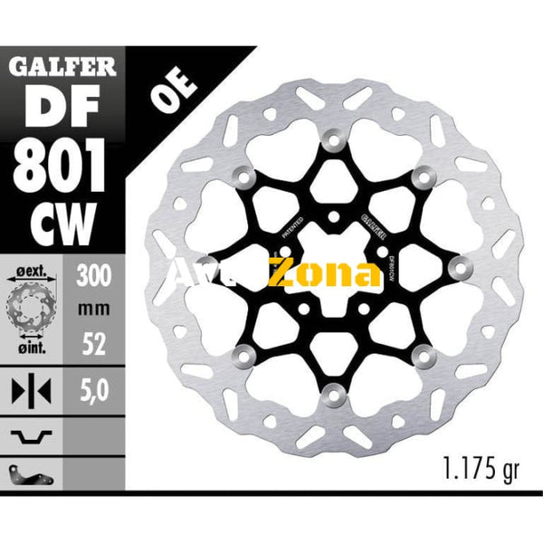 Плаващ преден спирачен диск Galfer WAVE FLOATING COMPLETE (C. ALU.) 300x5mm DF801CW - Avtozona