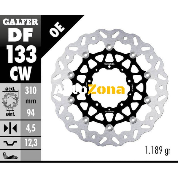 Плаващ преден спирачен диск Galfer WAVE FLOATING COMPLETE (C. ALU.) 310x4,5mm DF133CW - Avtozona