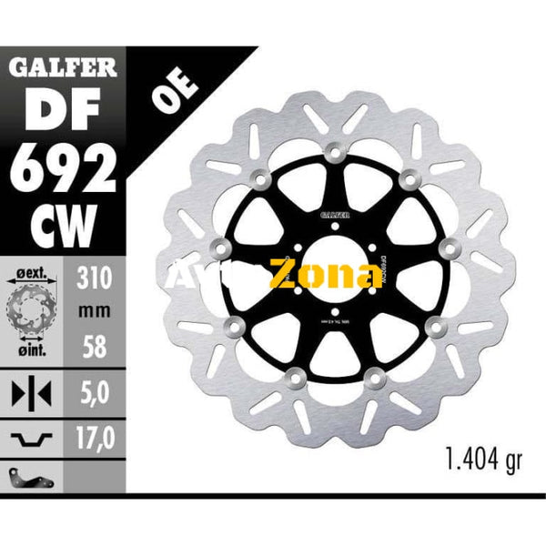 Плаващ преден спирачен диск Galfer WAVE FLOATING COMPLETE (C. ALU.) 310x5mm DF692CW - Avtozona