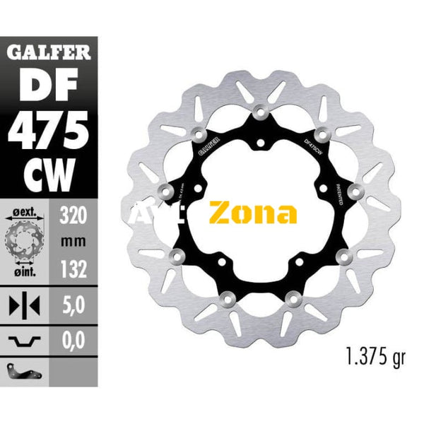 Плаващ преден спирачен диск Galfer WAVE FLOATING COMPLETE (C.ALU.) 320x5mm DF475CW - Avtozona
