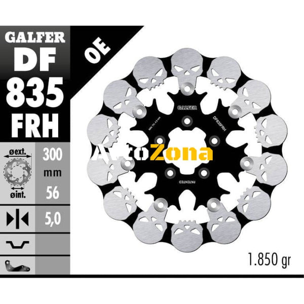 Плаващ преден спирачен диск Galfer WAVE SKULL DESIGN FLOATING (C. STEEL) 300x5mm DF835FRH - Avtozona