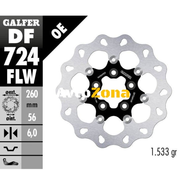 Плаващ заден спирачен диск Galfer WAVE FLOATING (C. STEEL) 260x6mm DF724FLW - Avtozona