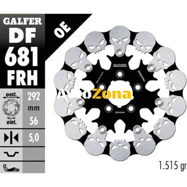 Плаващ заден спирачен диск Galfer WAVE SKULL DESIGN FLOATING 292x5mm DF681FRH - Avtozona