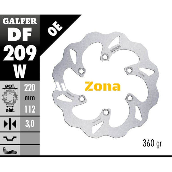 Преден спирачен диск Galfer WAVE FIXED DISC WAVE FIXED 220x3mm DF209W - Avtozona