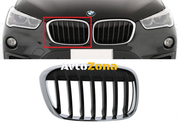 Предни решетки за BMW X1 F48 (2015 - 2018) - Gloss Black and Chrome Avtozona