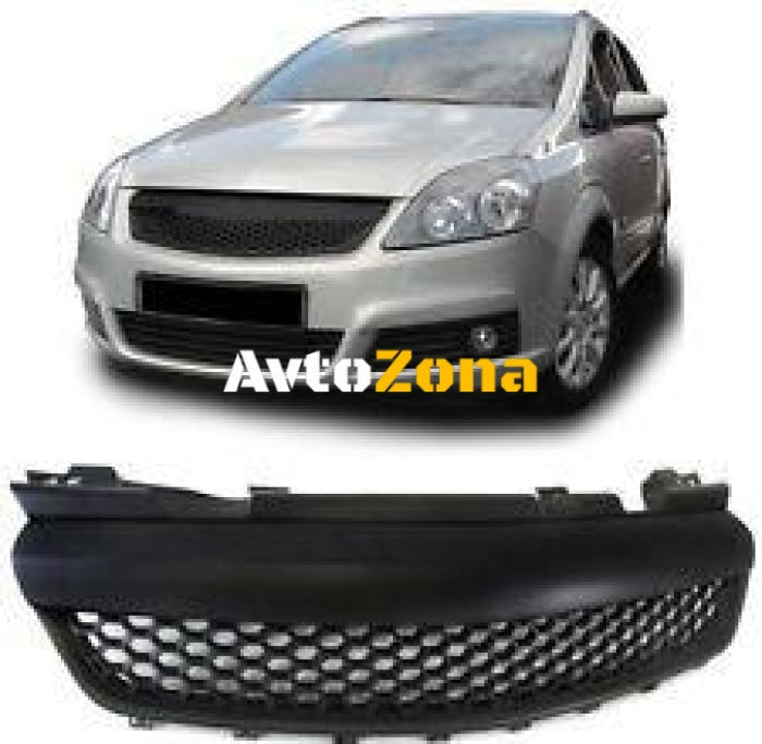 Решетка без емблема за Opel Zafira B (2005-2008) - пчелна пита черна - Avtozona