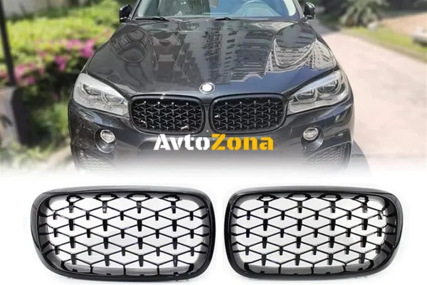 Решетки за BMW X5 F15 (2013 - 2018) - Гланцов черен Diamond стил - Avtozona