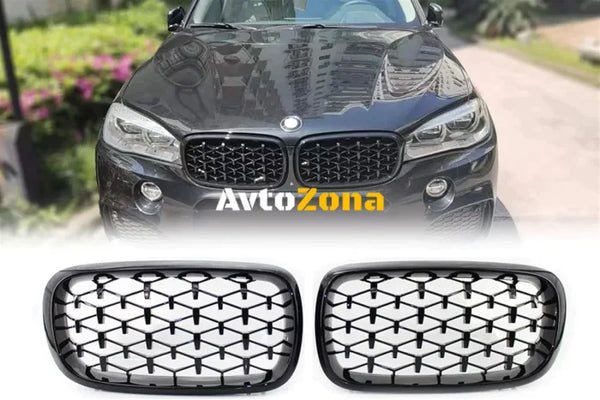 Решетки за BMW X6 F16 (2014 - 2019) - Гланцов черен Diamond стил - Avtozona