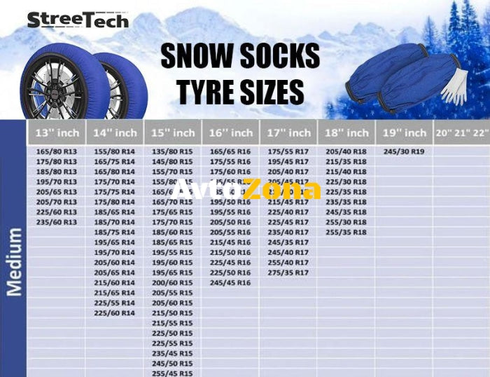 Текстилни вериги за сняг Streetech - син цвят - размер M - 2бр. - Avtozona
