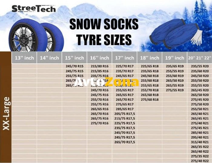 Текстилни вериги за сняг Streetech - син цвят - размер XXL - 2бр. - Avtozona