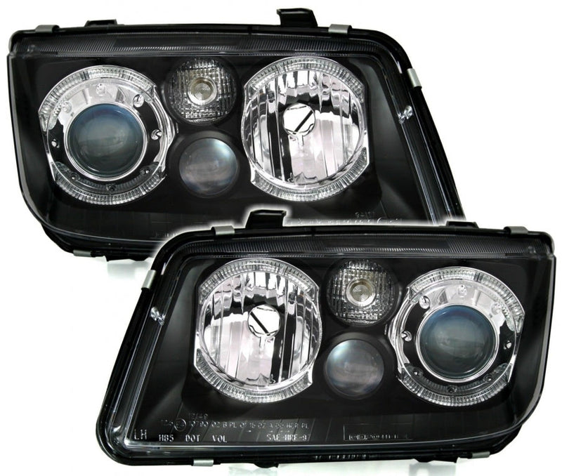 Тунинг LED Angel Eyes Фарове за VW Bora (09.1998-07.2005) 2 Halo Rims Black - Avtozona