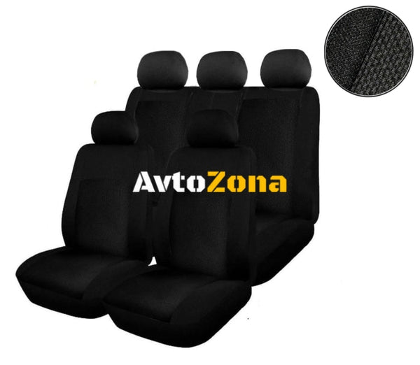 Универсална Авто тапицерия,калъфи за седалки пълен комплект за автомобил,9 части Черно - Avtozona