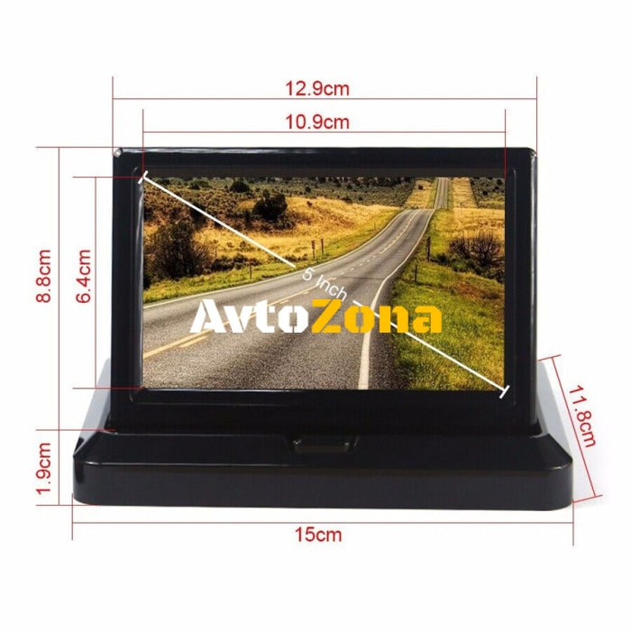 Видео дисплей 5 инча сгъваем - 800x480 pixels 12-24V - Avtozona