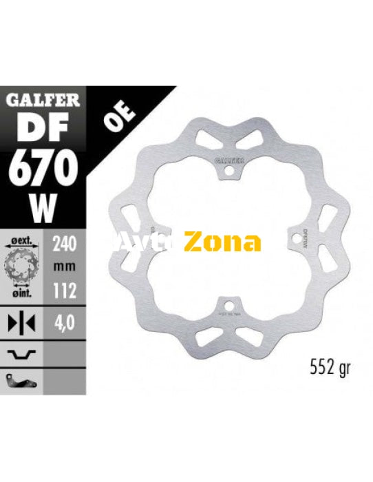 Заден спирачен диск Galfer WAVE FIXED DISC 240x4mm DF670W - Avtozona