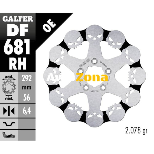 Заден спирачен диск Galfer WAVE SKULL DESIGN FIXED 292x6.4mm DF681RH - Avtozona