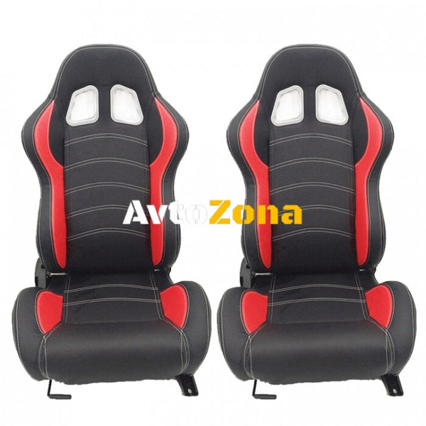 Спортни седалки за МПС от кожа - черно с червено - Avtozona