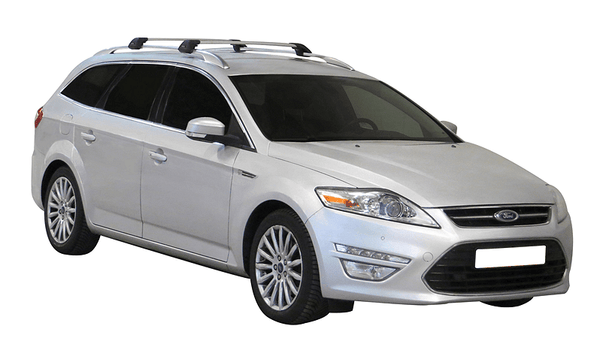 Напречни греди YAKIMA Flush Black за Ford Mondeo комби (2007–2014) със стандартни повдигнати надлъжни греди – черни, алуминиеви, супер аеродинамични
