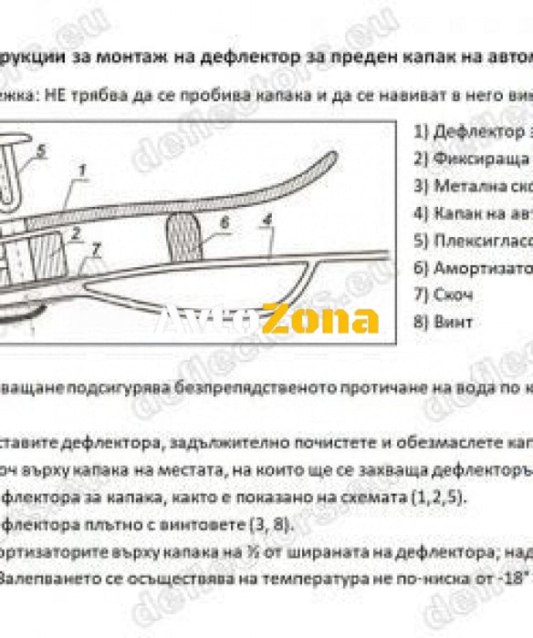 Дефлектор за преден капак за ZAZ Chance 2009 - Avtozona