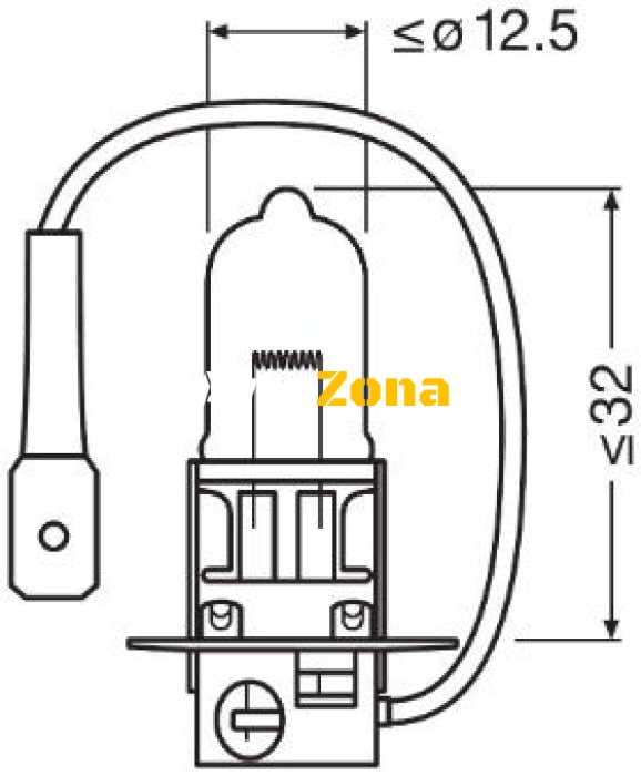 1 Брой Халогенна крушка за фар Osram H3 Standard 12V 55W - Avtozona