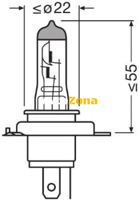 1 брой Халогенна крушка за фар Osram H4 Night Breaker + 200% 60/55W 12V P43T - Avtozona