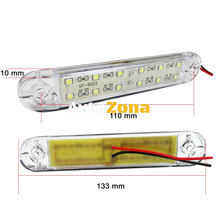 1 брой ЛЕД LED Бял Диоден Маркер Габарит Токос със 12 светодиода за камион ремарке бус ван каравана платформа 12 - 24V - Avtozona