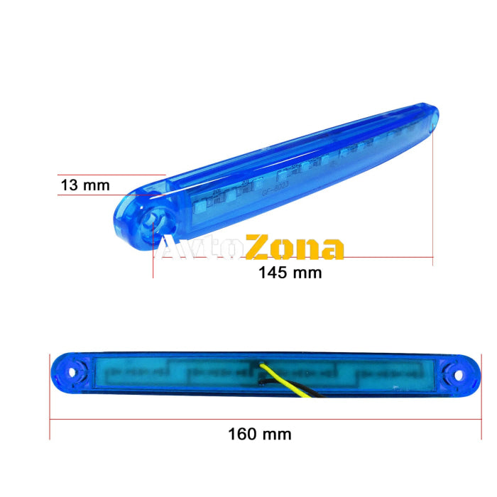 1 брой ЛЕД LED Син Диоден Маркер Габарит Токос със 12 светодиода за камион ремарке бус ван каравана платформа 12V - Avtozona