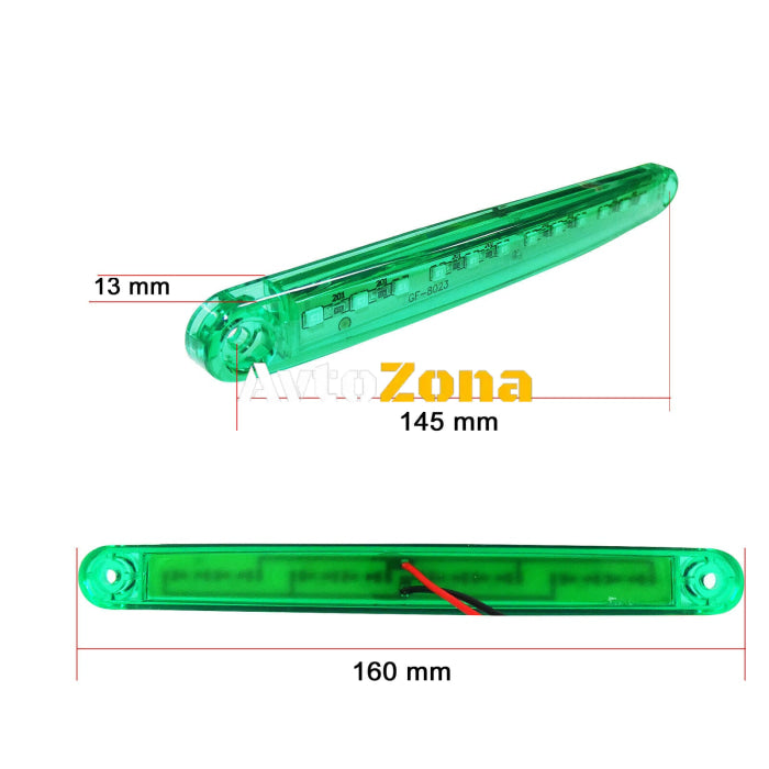 1 брой ЛЕД LED Зелен Диоден Маркер Габарит Токос със 12 светодиода за камион ремарке бус ван каравана платформа 12V - Avtozona