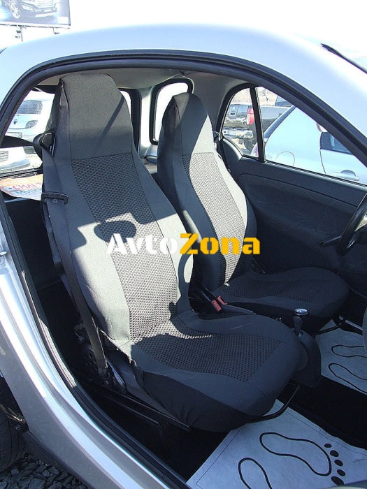 1 + 1 Калъфи за предни седалки тапицерия за автомобил Smart Fortwo Смарт Форту текстил черно Лукс - Avtozona