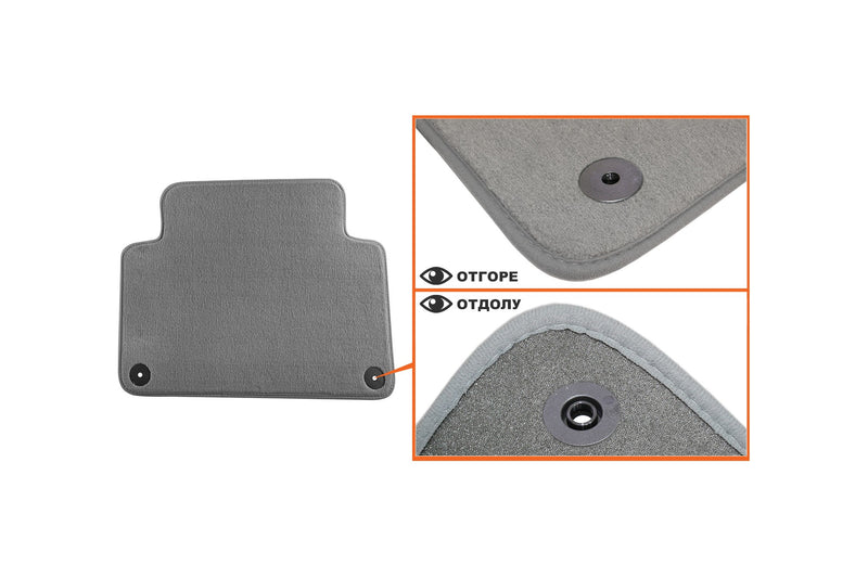 Мокетни стелки Petex за Audi Q7 (2006–2015), Comet, 4 части, сиви, захват B018