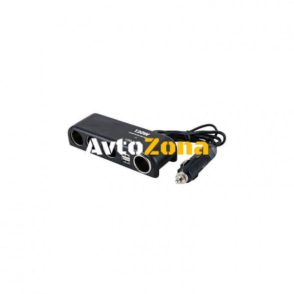 Разклонител с 4 гнезда за запалка и 2 USB порта - Avtozona